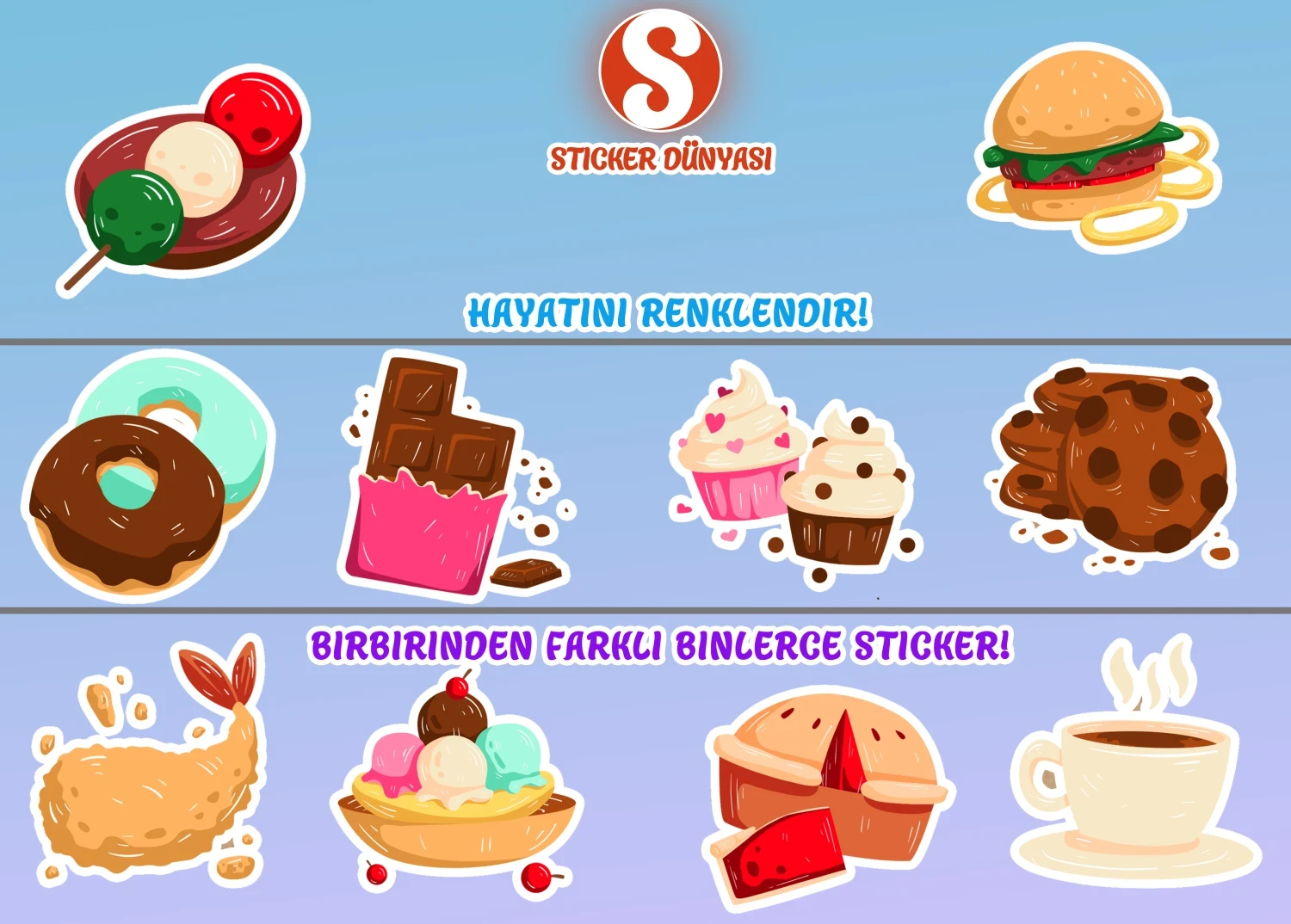 Favori Yiyecekler Temalı Leziz Sticker Koleksiyonu (F.Yiyecek1) görsel 4